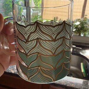 Starbucks 50th Anniversary teal mermaid siren tail clear glass 12 oz mug